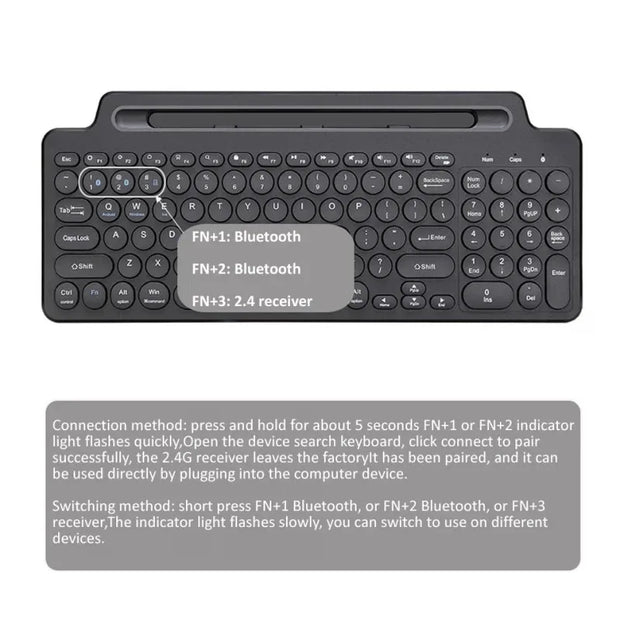 2.4G Bluetooth Keyboard Wireless Keyboard Card Slot Numeric Keypad with Touchpad for Android IOS Ipad Desktop Laptop PC Gaming