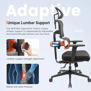 NEWTRAL NT001 Ergonomic Chair Adaptive Lower Back Support 3 Recline Angle Adjustable Backrest Armrest Headrest Nylon Base