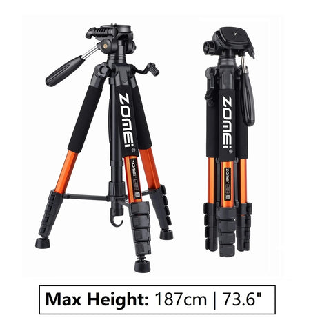 187cm/73.6in Tall Zomei Aluminum Alloy Portable Tripod for Camera DSLR Canon Nikon, 360 Degree Panorama Photography Phone Stand