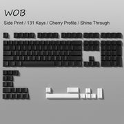 136 Key Black White Side-lit Shine Through Backlit keycaps PBT Double Shot Keycaps OEM Profile for MX Switch Mechanical Keyboard