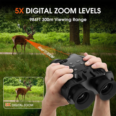 HD Screen Binoculars Night Vision 5X Digital Zoom Head Mount Goggles for Outdoor Hunting Telescope Infrared Night Vision Device