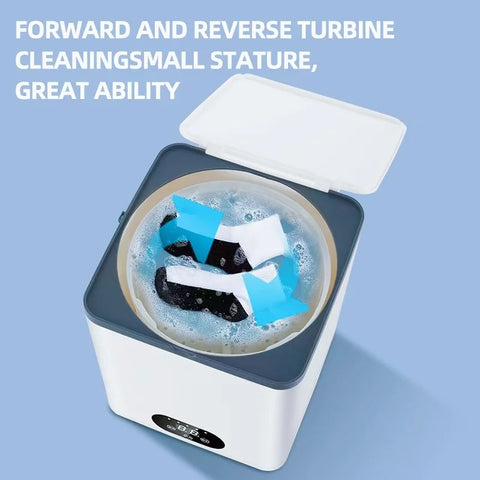 Mini Portable Washing Machine Ultrasonic Cleaning Blue-Purple Light Antibacterial for Socks Underwear Towels Small Clothes