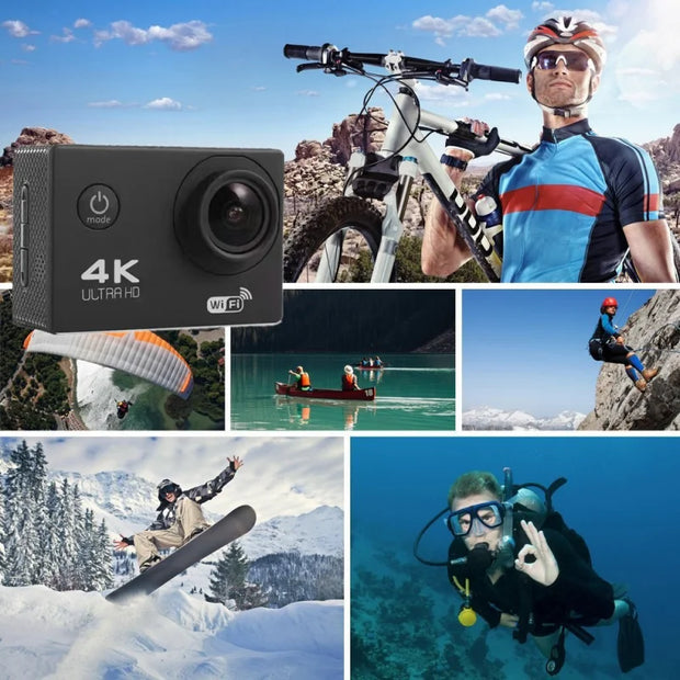 2.0" Action Camera Ultra HD 4K 30FPS WiFi Underwater Cameras Waterproof Helmet Bicycle Video Recording Cameras Outdoor Sport Cam