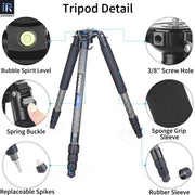 RT80C/NT324C Professional Carbon Fiber Tripod for DSLR Camera Video Camcorder Birdwatching Heavy Duty Camera Stand 75mm Bowl