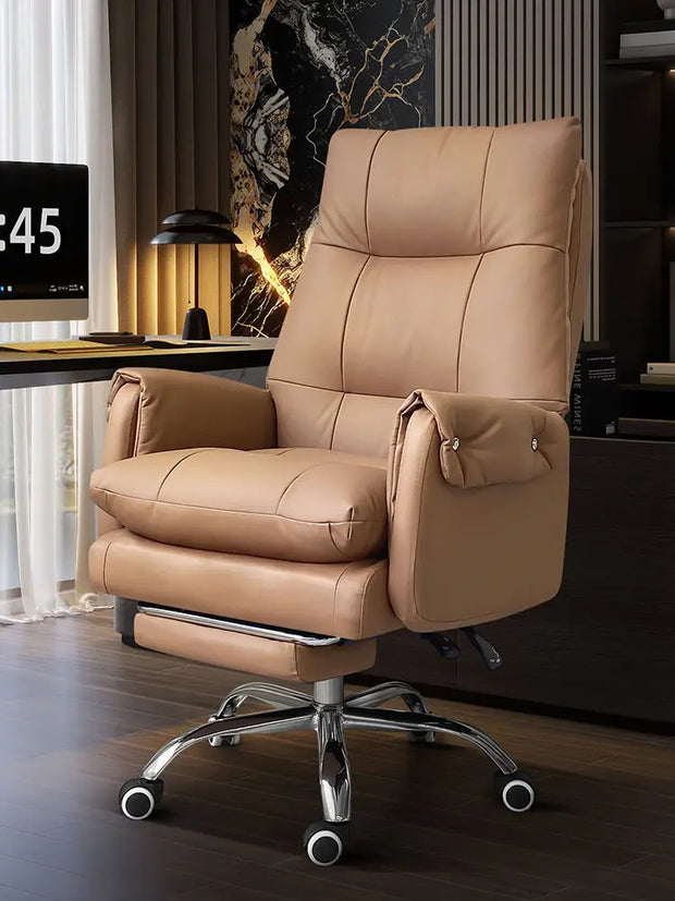 Leather, Light Luxury, Boss Chair, Home, Computer, Comfort, Office, Reclining, Sedentary, Study, Back Chair