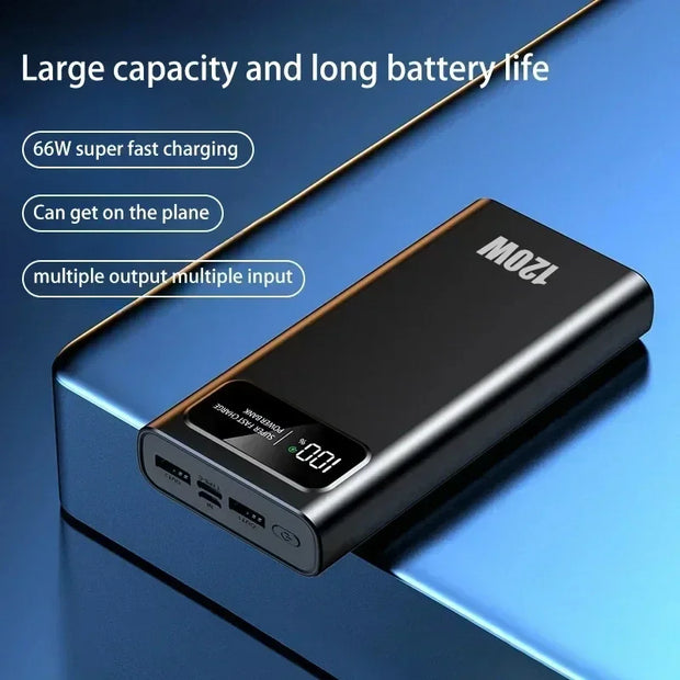 200000mAh 120W Power Bank Fast Charging Portable Ultralarge Capacity Digital Display External Battery For iPhone Samsung Huawei