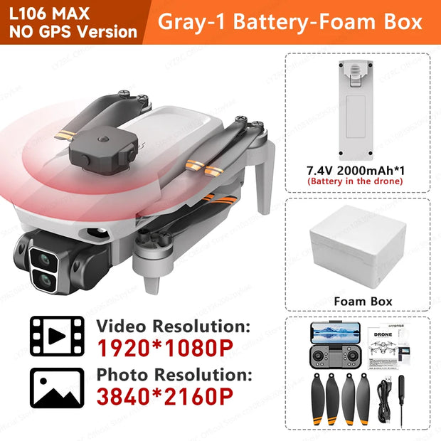 LYZRC L106 / L106MAX HD Dual Camera Switching Brushless Motor RC Drone Foldable Mini Wifi 2.4GHz 360° Intelligent OAS Helicopter