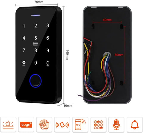 NFC Bluetooth Tuya Access Controller IP68 Waterproof RFID Keypad 13.56MHZ Fingerprint Biometrics Smart Password Lock System