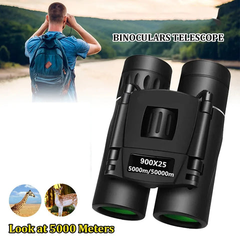 900x25 High Power HD Low Light Level Night Vision Binoculars Portable Travel 50000M Long Range Folding Mini Telescope Optics