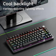 75% Mechanical Keyboard Wired with Media Knob, APAYADO Black Gaming Keyboard,Hot-Swap,ABS Cap Transparent Character Backlighting