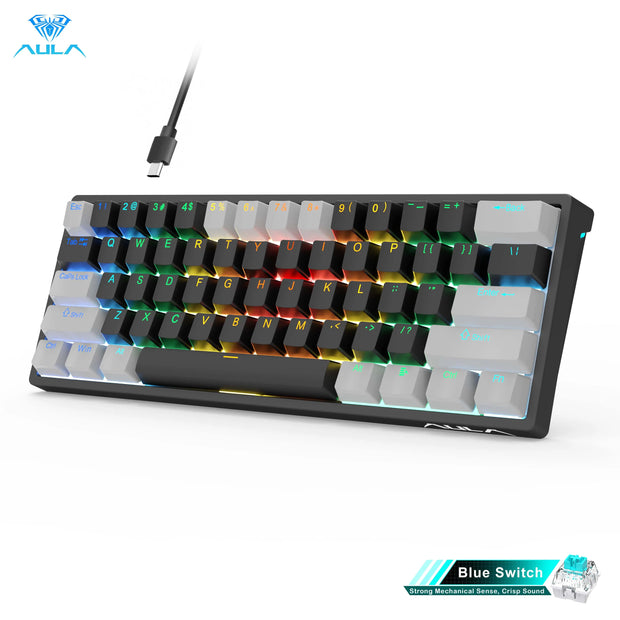 AULA F3261 Mechanical Gamer Keyboard Macro Keyboard Hotswap Gaming Keyboard for Tablet 60 Percent Layout RGB Customize Software