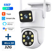 10MP Dual Lens Tuya Wifi Camera PTZ Outdoor 4K Wireless Dual Screen Security Camera Auto Tracking Monitoring Video Surveillance