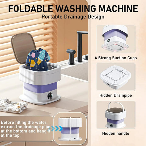 60W Portable Foldable Washing Machine With Spin Dryer Automatic Mini Underwear Sock 11L Household Washing Machine Centrifuge