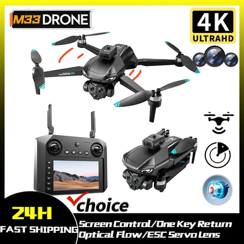 M33 MAX Outdoor Drone Professional 4K/6K HD ESC Sero Dual Camera 5G Wifi GPS Foldable Brushless Optical Flow RC Quadcopter Toys