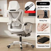 Ergonomic Office Chair with Adjustable Lumbar Support Retractable Footrest Computer Gaming Chair Mesh Office Chair with Wheels