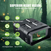 4K Night Vision Binoculars Device 10x Digital 800m Full Dark 8W Infrared WiFi Telescope Goggles For Hunting Camping Video Record