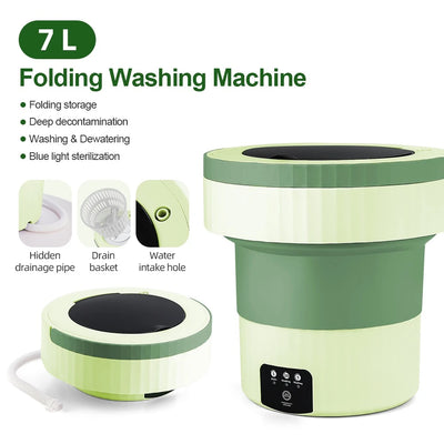 7L Small Folding Washing Machine Portable Washing Machine Automatic Modes Laundry Clothes Laundry Bucket Washing Machine