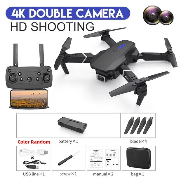 KBDFA 2023 New E88 Pro WIFI FPV Drone Wide Angle HD 4K 1080P Camera Height Hold RC Foldable Quadcopter Dron Helicopter Toys Gift