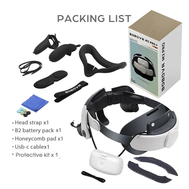 BOBOVR M2 Pro Battery Head Strap Compatible with Oculus Quest 2 Elite Halo Strap 5200mAh Battery for Meta Quest2 VR Accessories