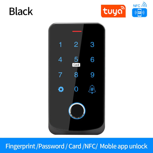 NFC Bluetooth Tuya App RFID IC M1 Access Control Keypad IP65 Waterproof Biometric Fingerprint Touch Screen Access Controller