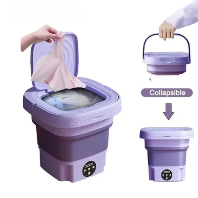 8L small folding washing machine student dormitory household lingerie socks mini cleaning machine foldable portable washing buck