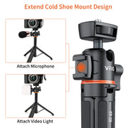 VRIG TP-08 TP-06 Tripod Stand Selfie Stick Aluminum Alloy with 1/4 Inch Screw Cold Shoe Mount 360° Rotatable 1.5kg Load Capacity