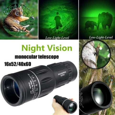 Extra Long 16X52 Distance Sports Hunting Zoomable Monocular Low Light Night Vision Telescope Binoculars for Outdoor Watching