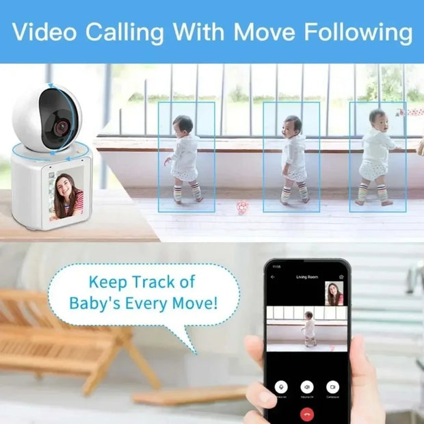 2MP PTZ WIFI Camera AI Tracking Voice Wake-up Video Call With 2.8" Screen Indoor Baby Monitor Security CCTV Surveillance Camera