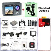 5K 4K60FPS Action Camera Dual IPS Touch LCD EIS 170° DVR 30M Waterproof 5X Zoom Sport Camera With Wireless Mic & Pre Recording