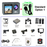 5K 4K60FPS Action Camera Dual IPS Touch LCD EIS 170° DVR 30M Waterproof 5X Zoom Sport Camera With Wireless Mic & Pre Recording