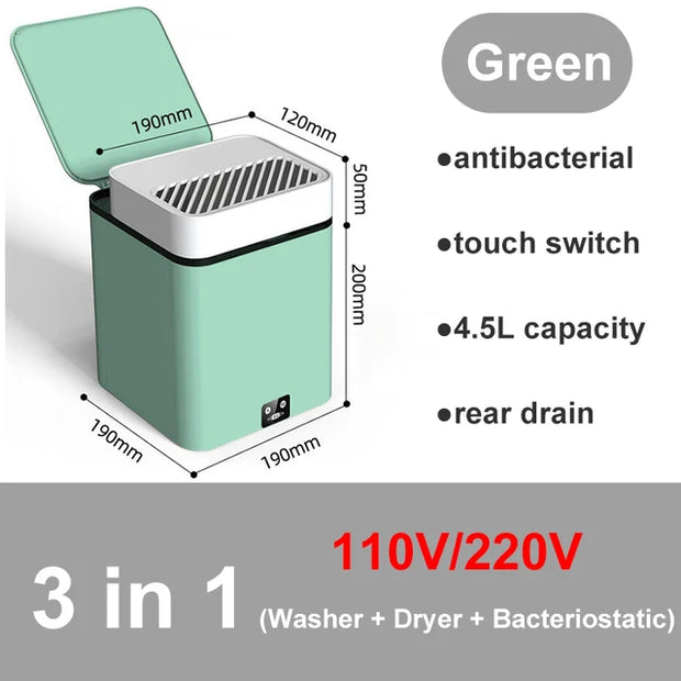 4.5L Portable Washing Machine Underwear Socks Baby Clothes Mini Washing Machine Travel Camping Dorm Home Appliances 110V-240V