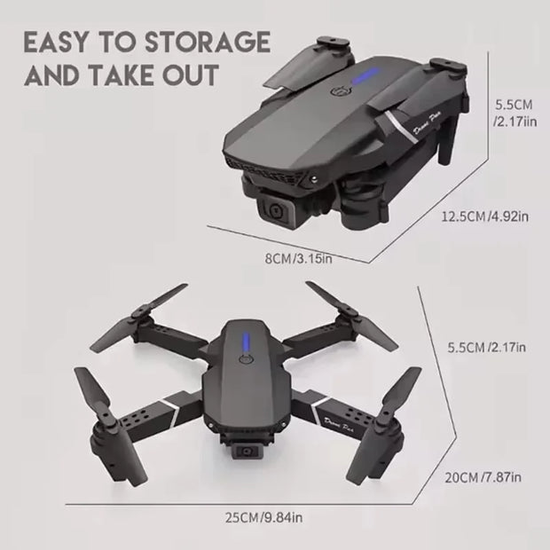 New E88Pro RC Drone 8K Professinal With 1080P Wide Angle Dual HD Camera Foldable RC Helicopter WIFI FPV Height Hold Apron Sell