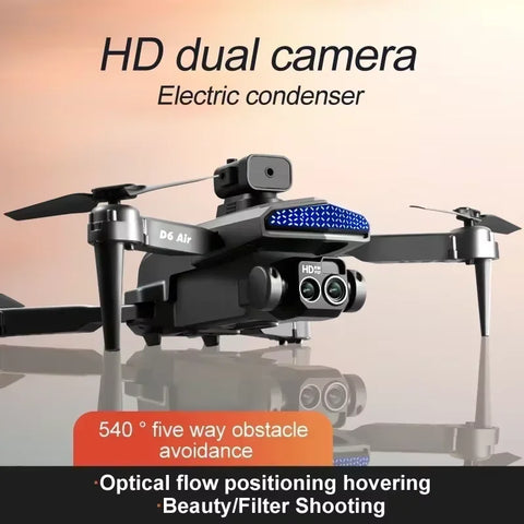 New D6 RC Air Drone 8K HD Professional Dual Camera Five-Sided Obstacle Avoidance Optical Flow ESC Foldable Quadcopter Boys Toys