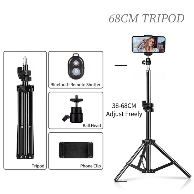 200cm Photography Tripod Light Stands With 1/4 Screw Head Adjustable Light Stand Photo Tripod For Phone Ring Light Photo Studio