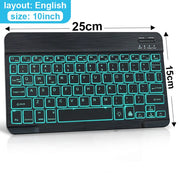 10 INCH Wireless Keyboard And Mouse Bluetooth Keyboard Led Spanish Russian Rechargeable Backlit Keyboards For Ipad Tablet Phone