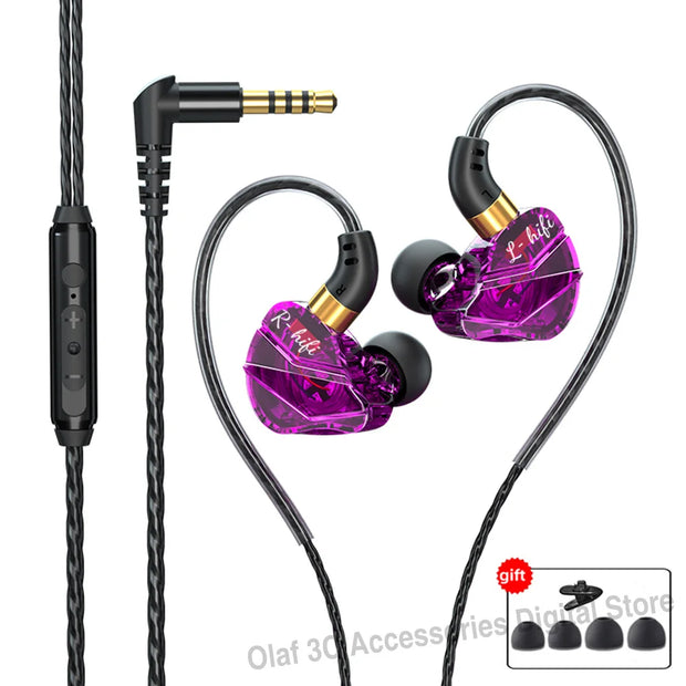 OLAF 3.5mm Jack Type C Plug Wired Headphones HIFI Bass Earphone in-Ear Headset Gamer Handsfree Earbuds For Xiaomi Huawei Samsung