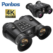 Ponbos VRNV300 Head-mounted 4K UHD 3D Binoculars 3DVR Camera Waterproof Anti-shake Night Vision Telescope for Hunting Camping