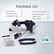 BOBOVR M2 Plus Head Strap Twin Battery Combo Compatible with Meta Quest 2 VR Power Charger Station/Dock with 2 B2 Battey Packs