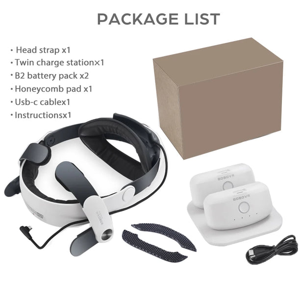 BOBOVR M2 Pro Battery Head Strap Compatible with Oculus Quest 2 Elite Halo Strap 5200mAh Battery for Meta Quest2 VR Accessories