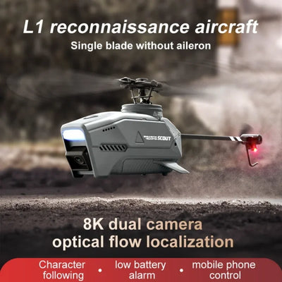 L1 New Rc Helicopter Obstacle Avoidance 6-Axis Gyro 2.4g WiFi Optical Flow Hover Stunt Spin 4K HD Dual Camera Mini Drone RC Toys