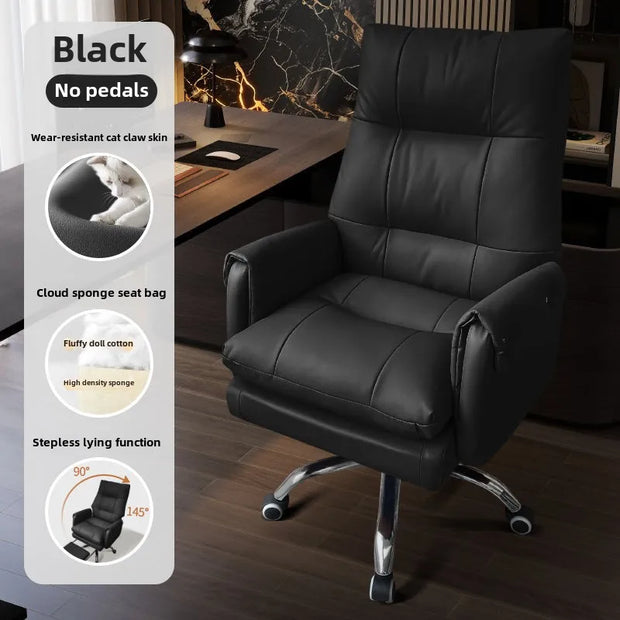 Leather, Light Luxury, Boss Chair, Home, Computer, Comfort, Office, Reclining, Sedentary, Study, Back Chair