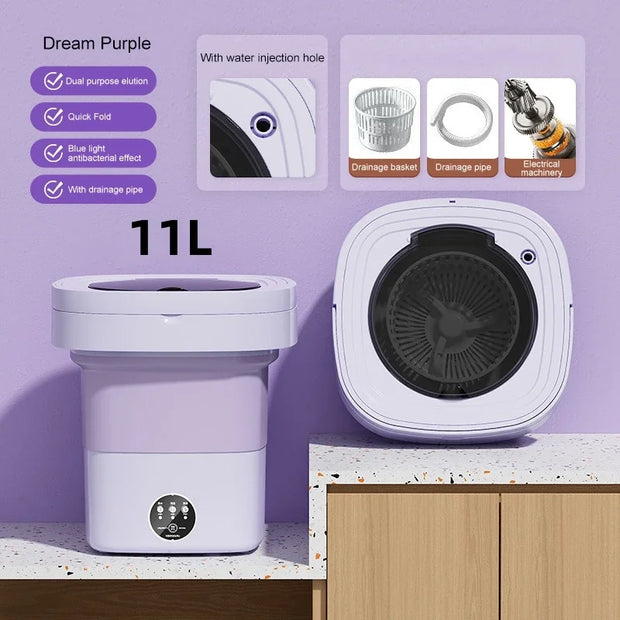 13L Portable Foldable Washing Machine with Spin Dryer for Socks Underwear Panties Washer Home Large Capacity Washing Machine