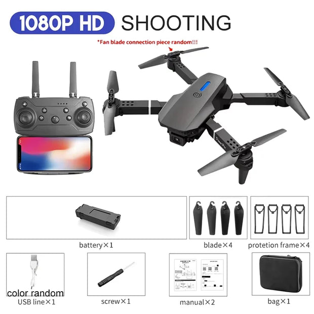 KBDFA 2025 E88 Professional Wide Angle RC Dron HD 4K Camera Mode Foldable Helicopter Aircraft Quadcopter Drone Kid Gift Toys