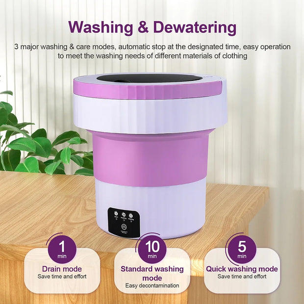 7L Small Folding Washing Machine Portable Washing Machine Automatic Modes Laundry Clothes Laundry Bucket Washing Machine