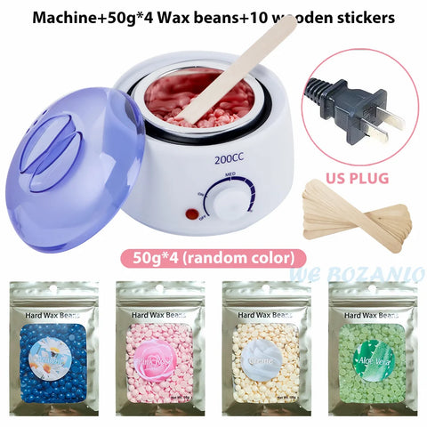 200CC Wax Heater Warmer Hair Removal Machine For Hand Foot Body SPA Epilator Paraffin Wax Pot +Wax Beans + Wood Sticks