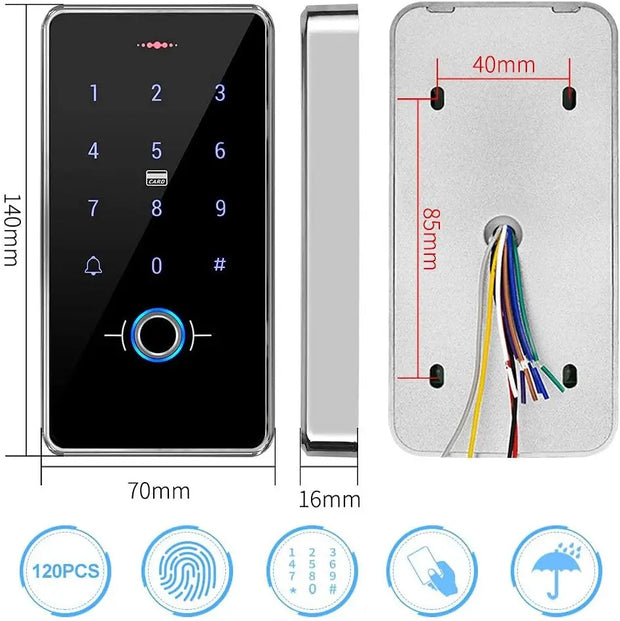 Outdoor IP68 Waterproof Access Control System Biometrics Fingerprint RFID Keypad K80 3A Power Supply Door Exit Button