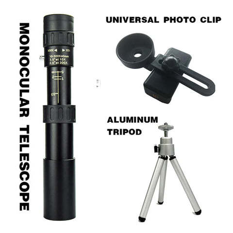 10-300X Zoom HD Portable Strong Binoculars Long Range Professional Spyglass Monocular Telescope Low Night Vision for Hunting