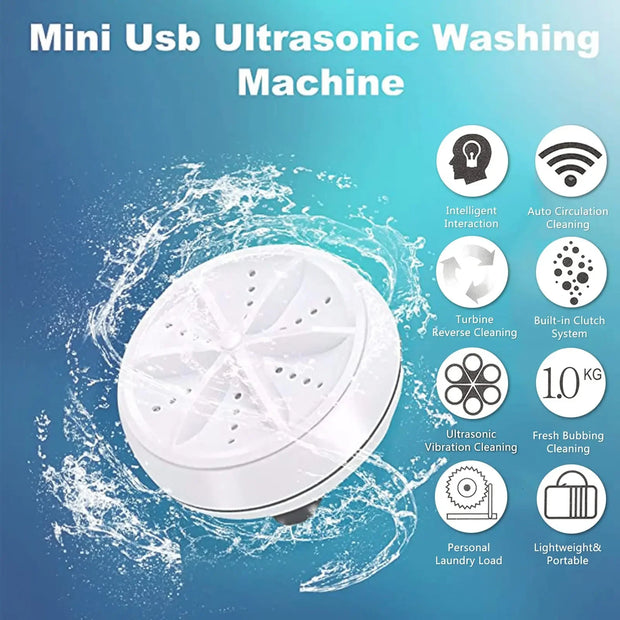 Mini Washing Machine,Ultrasonic Turbine Washing Machine,Portable Turbo Washer for Travel,Home,Camping to Cleaning Sock,Underwear