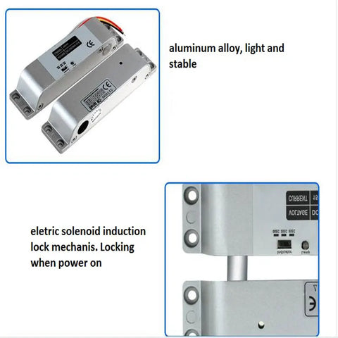 Electric Drop Bolt Lock DC12V Electronic Mortise Locks with Adjustable Time Delay Fail Safe Mode for Access Control