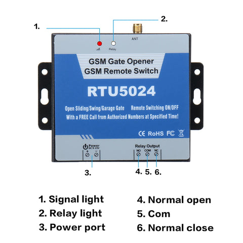 RTU5024 GSM Gate Opener Relay Switch Wireless Remote Control Door Access Free Call 850/900/1800/1900MHz RTU5024 GSM Door Opener